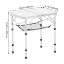 Folding Camping Table, Adjustable Height Portable Side Tables, Aluminum MDF Beach Table with Mesh Layer, Carrying Handle, Lightweight Compact for Outdoor Picnic BBQ Cooking, 24x16in, Silver-8