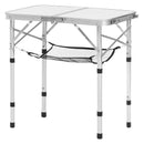 Folding Camping Table, Adjustable Height Portable Side Tables, Aluminum MDF Beach Table with Mesh Layer, Carrying Handle, Lightweight Compact for Outdoor Picnic BBQ Cooking, 24x16in, Silver-9