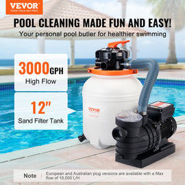 VEVOR Sand Filter Above Ground with 285W Pool Pump 10,000 L/H Flow 6-Way Valve - 0