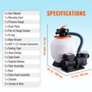 Sand Filter Above Ground with 450W Pool Pump 13,000 L/H Flow 6-Way Valve-7