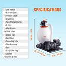 VEVOR Sand Filter Above Ground with 850W Pool Pump 18,000 L/H Flow 6-Way Valve-6