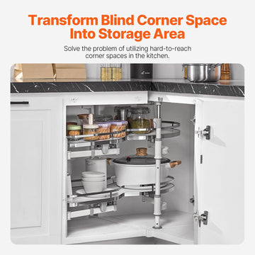 Swing Left Blind Corner Cabinet, Pull Out Organizer for 36 inch Width Blind Cabinet, 2 Tier Height Adjustable Swing Tray, Soft Close Kitchen Cloud Blind Organizer, Left Open - 0