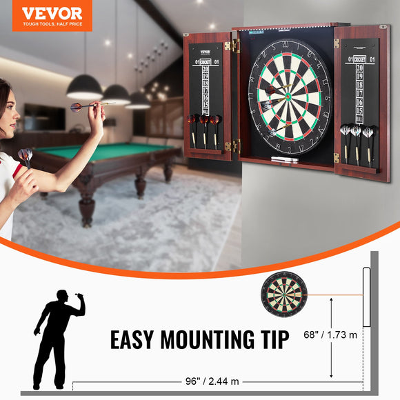 VEVOR Dartboard and Cabinet Set Official Size Complete Accessory Steel Tip Dart