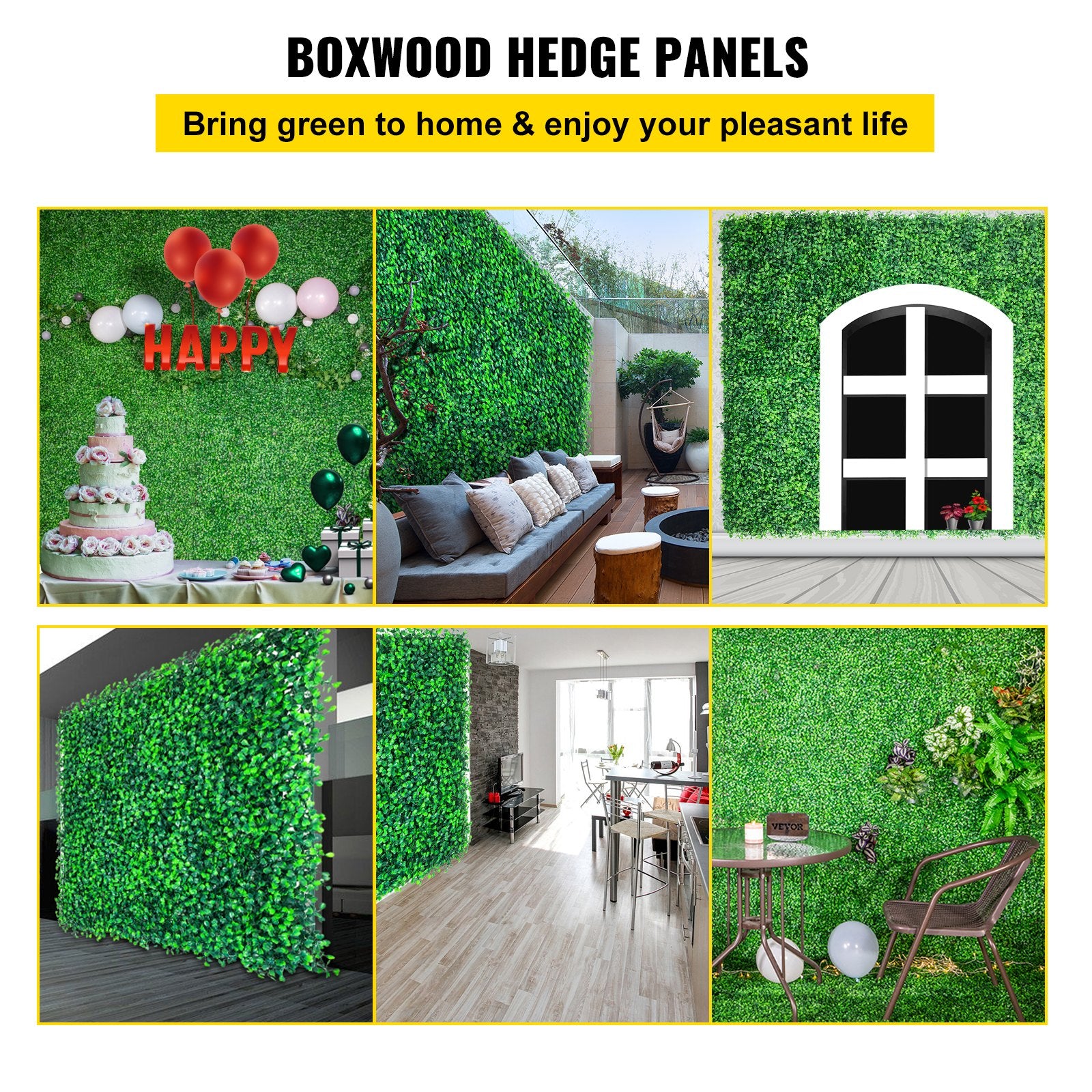 VEVOR Artificial Boxwood Panels, 20 PCS 20\"x20\" Boxwood Hedge Wall Panels, PE Artificial Grass Backdrop Wall 1.6\", Privacy Hedge Screen for Decoration of Outdoor, Indoor, Garden, Fence, and Backyar - 0