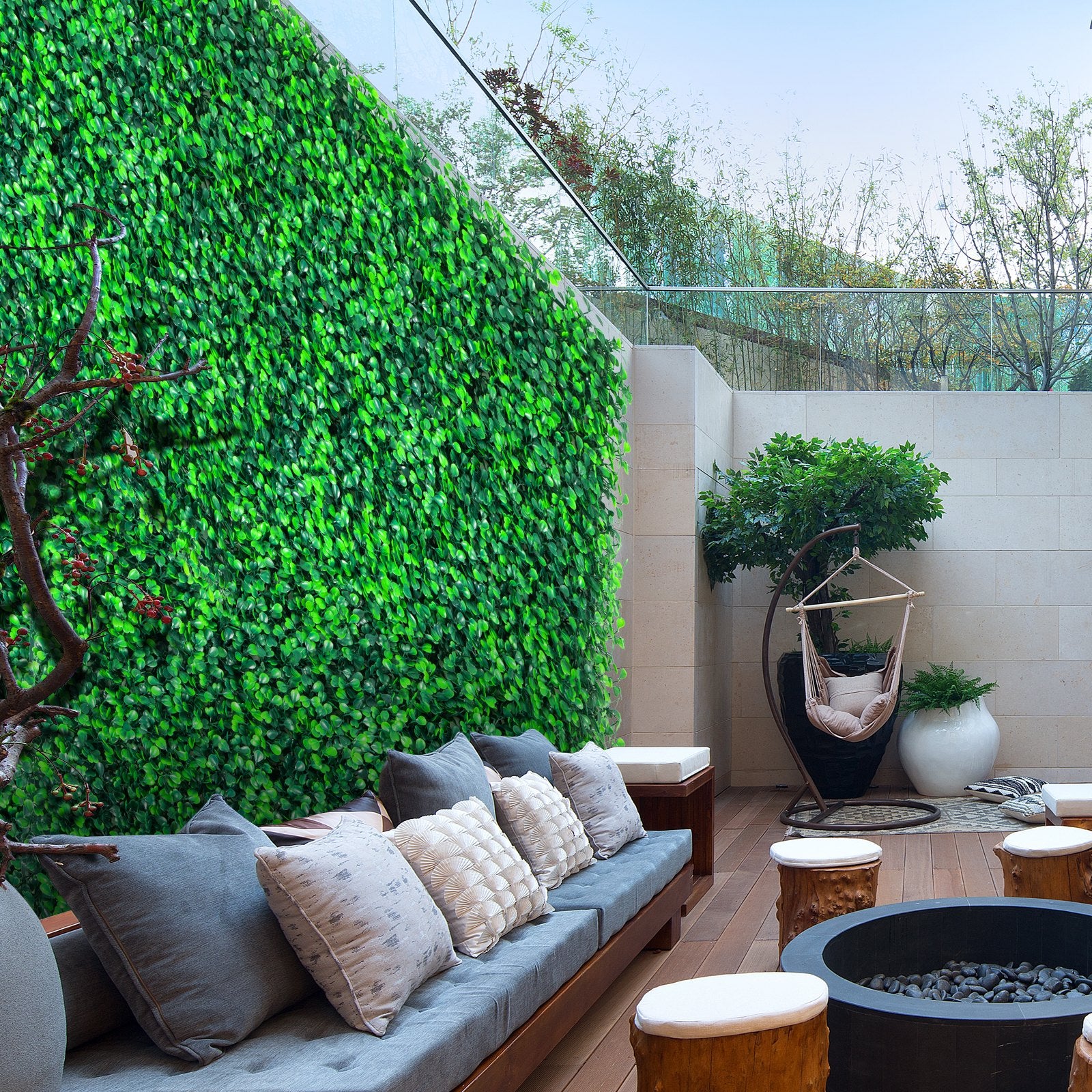 VEVOR Artificial Boxwood Panels, 20 PCS 20\"x20\" Boxwood Hedge Wall Panels, PE Artificial Grass Backdrop Wall 1.6\", Privacy Hedge Screen for Decoration of Outdoor, Indoor, Garden, Fence, and Backyar