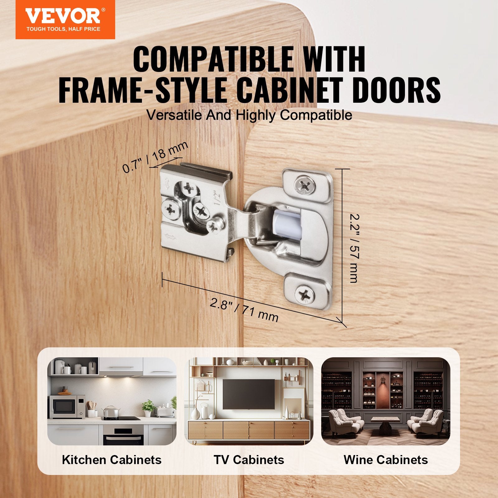 VEVOR Cabinet Door Hinges 50 Packs Partial Overlay Soft Close for Framed Type - 0