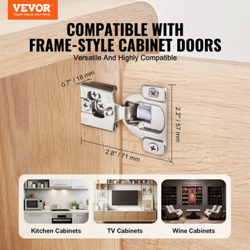 VEVOR Cabinet Door Hinges 50 Packs Partial Overlay Soft Close for Framed Type - 0