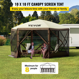 VEVOR Pop-up Camping Gazebo Camping Canopy Shelter 6 Sided 10' x 10' Sun Shade - 0