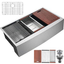 Farmhouse Kitchen Sink, 304 Stainless Steel Drop-In Sinks, Top Mount Single Bowl Basin with Ledge & Accessories, Household Dishwasher Sinks for Workstation, Prep Kitchen, and Bar Sink, 30 inch-1