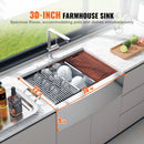 Farmhouse Kitchen Sink, 304 Stainless Steel Drop-In Sinks, Top Mount Single Bowl Basin with Ledge & Accessories, Household Dishwasher Sinks for Workstation, Prep Kitchen, and Bar Sink, 30 inch-2