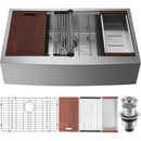 Farmhouse Kitchen Sink, 304 Stainless Steel Drop-In Sinks, Top Mount Single Bowl Basin with Ledge & Accessories, Household Dishwasher Sinks for Workstation, Prep Kitchen, and Bar Sink, 30 inch-9