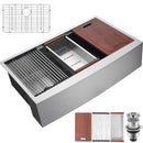 Farmhouse Kitchen Sink, 304 Stainless Steel Drop-In Sinks, Top Mount Single Bowl Basin with Ledge & Accessories, Household Dishwasher Sinks for Workstation, Prep Kitchen, and Bar Sink, 36 inch-1
