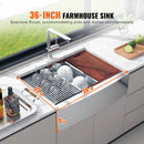 Farmhouse Kitchen Sink, 304 Stainless Steel Drop-In Sinks, Top Mount Single Bowl Basin with Ledge & Accessories, Household Dishwasher Sinks for Workstation, Prep Kitchen, and Bar Sink, 36 inch-2