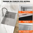 Farmhouse Kitchen Sink, 304 Stainless Steel Drop-In Sinks, Top Mount Single Bowl Basin with Ledge & Accessories, Household Dishwasher Sinks for Workstation, Prep Kitchen, and Bar Sink, 36 inch-4