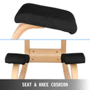 Wooden Ergonomic Kneeling Chair Memory Seat Cushion Relieving Body Black-4
