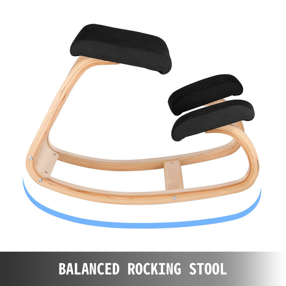 Wooden Ergonomic Kneeling Chair Memory Seat Cushion Relieving Body Black