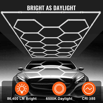 Hexagon Garage Lights 86400LM 5 Grid Honeycomb LED Shop Ceiling Light - 0