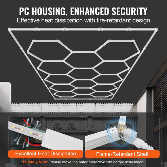 Hexagon Garage Lights 86400LM 5 Grid Honeycomb LED Shop Ceiling Light