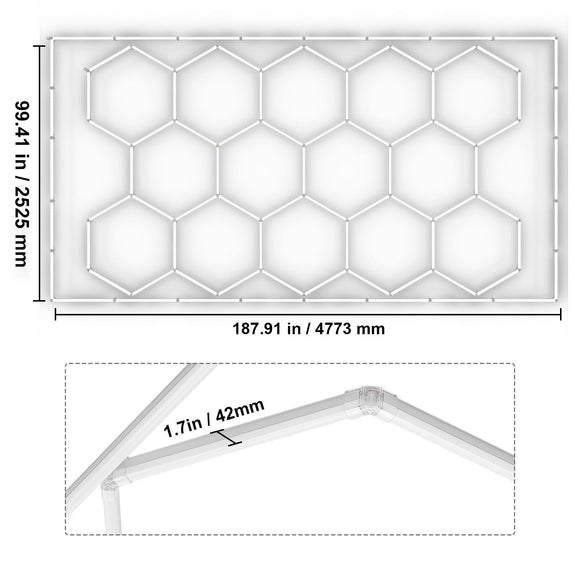 Hexagon Garage Lights 86400LM 5 Grid Honeycomb LED Shop Ceiling Light