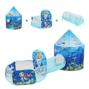 3 in 1 Kids Play Tent with Tunnel, Basketball Hoop for Boys, Girls, Babies and Toddlers, Indoor/Outdoor Pop Up Playhouse with Carrying Bag & Banding Straps Birthday Gifts, Blue Ocean-1
