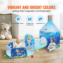 3 in 1 Kids Play Tent with Tunnel, Basketball Hoop for Boys, Girls, Babies and Toddlers, Indoor/Outdoor Pop Up Playhouse with Carrying Bag & Banding Straps Birthday Gifts, Blue Ocean-4