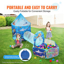 3 in 1 Kids Play Tent with Tunnel, Basketball Hoop for Boys, Girls, Babies and Toddlers, Indoor/Outdoor Pop Up Playhouse with Carrying Bag & Banding Straps Birthday Gifts, Blue Ocean-5