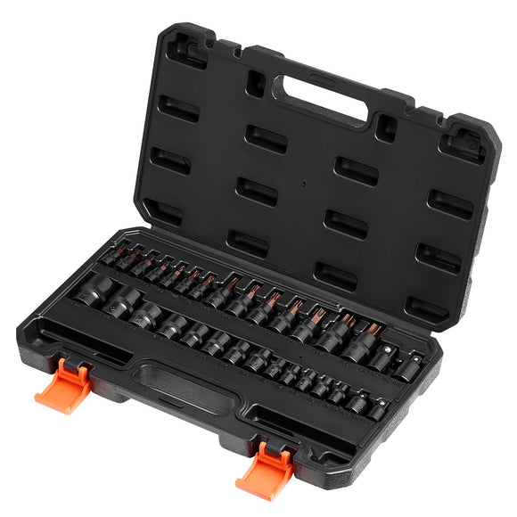 Torx Bit Socket and External Torx Socket Set 31-Piece T8-T70 and E4-E24 Steel