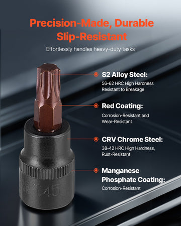 Torx Bit Socket and External Torx Socket Set 31-Piece T8-T70 and E4-E24 Steel - 0