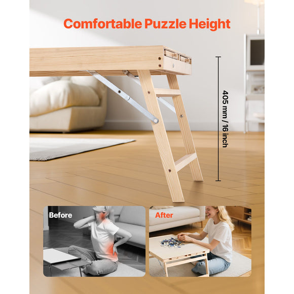 1500 Piece Puzzle Board with Folding Leg Portable Wooden Jigsaw 86x63cm