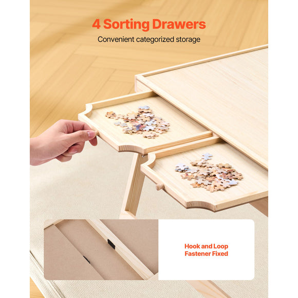 1500 Piece Puzzle Board with Folding Leg Portable Wooden Jigsaw 86x63cm