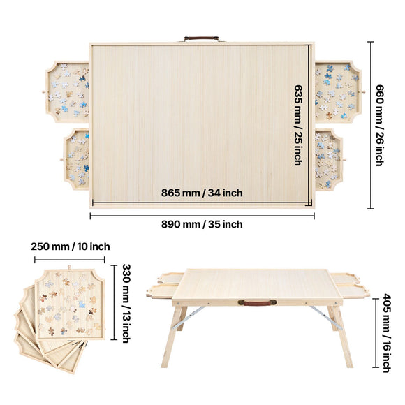 1500 Piece Puzzle Board with Folding Leg Portable Wooden Jigsaw 86x63cm