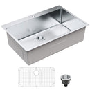 Kitchen Sink, 304 Stainless Steel Drop-In Sinks, Top Mount Single Bowl Basin with Accessories(Pack of 3), Household Dishwasher Sinks for Workstation, RV, Prep Kitchen, and Bar Sink, 33 inch-1