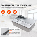 Kitchen Sink, 304 Stainless Steel Drop-In Sinks, Top Mount Single Bowl Basin with Accessories(Pack of 3), Household Dishwasher Sinks for Workstation, RV, Prep Kitchen, and Bar Sink, 33 inch-2