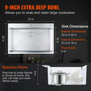 Kitchen Sink, 304 Stainless Steel Drop-In Sinks, Top Mount Single Bowl Basin with Accessories(Pack of 3), Household Dishwasher Sinks for Workstation, RV, Prep Kitchen, and Bar Sink, 33 inch-3
