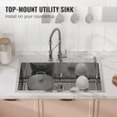 Kitchen Sink, 304 Stainless Steel Drop-In Sinks, Top Mount Single Bowl Basin with Accessories(Pack of 3), Household Dishwasher Sinks for Workstation, RV, Prep Kitchen, and Bar Sink, 33 inch-4