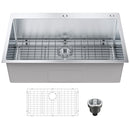 Kitchen Sink, 304 Stainless Steel Drop-In Sinks, Top Mount Single Bowl Basin with Accessories(Pack of 3), Household Dishwasher Sinks for Workstation, RV, Prep Kitchen, and Bar Sink, 33 inch-9