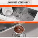 Kitchen Sink, 304 Stainless Steel Drop-In Sinks, Undermount Single Bowl Basin with Accessories(Pack of 3), Household Dishwasher Sinks for Workstation, RV, Prep Kitchen, and Bar Sink, 30 inch-6