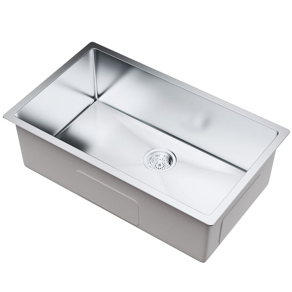Kitchen Sink, 304 Stainless Steel Drop-In Sinks, Undermount Single Bowl Basin with Accessories(Pack of 3), Household Dishwasher Sinks for Workstation, RV, Prep Kitchen, and Bar Sink, 30 inch