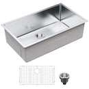 Kitchen Sink, 304 Stainless Steel Drop-In Sinks, Undermount Single Bowl Basin with Accessories(Pack of 3), Household Dishwasher Sinks for Workstation, RV, Prep Kitchen, and Bar Sink, 32 inch-1