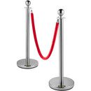 VEVOR 6PCS Red Rope Stanchion Silver Post Crowd Control Queue Line Barrier-11