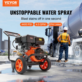 VEVOR Gas Pressure Washer Gas Powered Washer 4400 PSI 4.0 GPM 390cc 5 Nozzles - 0