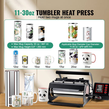 Tumbler Heat Press Machine 11-30oz Mug Press Sublimation Tumblers Black - 0