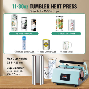 Tumbler Heat Press Machine 11-30oz Mug Press Sublimation Tumblers Green - 0