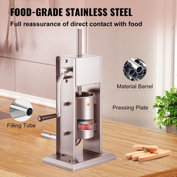 Sausage Stuffer 5LBS/3L Capacity Homemade Sausage Maker Stainless Steel
