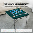 Mahjong Table with Mahjong Tiles Set, Fold-in-Half 4 Player Card Table with 144PCS Majiang Tiles and 3 Dice, Portable Bi-Folding Domino Table with Wear-Resistant Green Tabletop & Carrying Handle-2