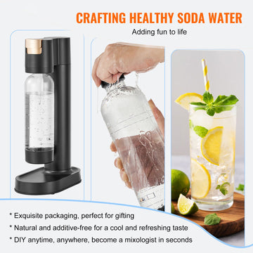 Sparkling Water Maker, Soda Maker Machine for Home Carbonating, Seltzer Water Starter Kit with BPA-free 1L PET Bottle, 2 CO2 Cylinders, Compatible with Mainstream Screw-in 60L CO2 Cylinder - 0