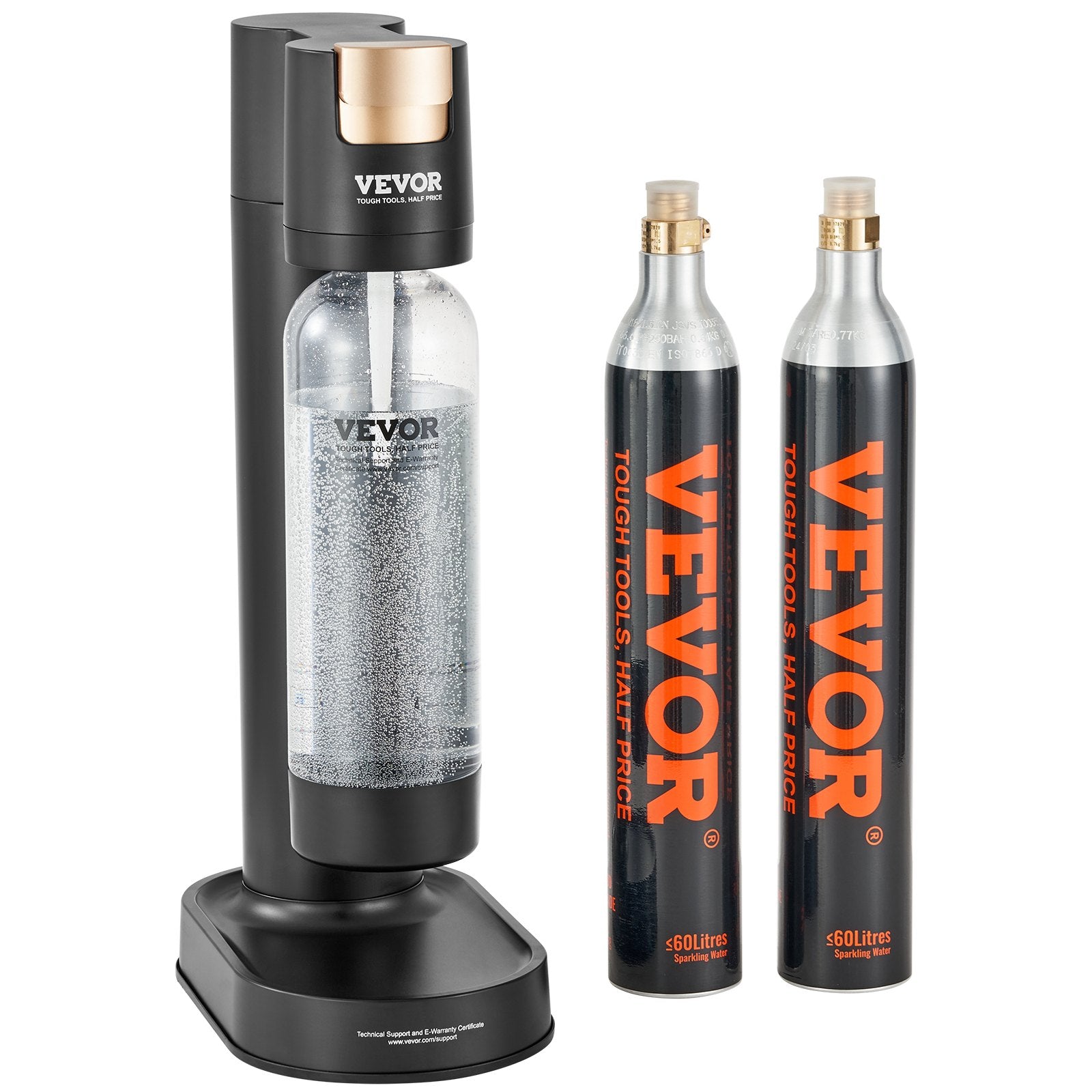 VEVOR Sparkling Water Maker, Soda Maker Machine for Home Carbonating, Seltzer Water Starter Kit with BPA-free 1L PET Bottle, 2 CO2 Cylinders, Compatible with Mainstream Screw-in 60L CO2 Cylinder