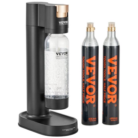 VEVOR Sparkling Water Maker, Soda Maker Machine for Home Carbonating, Seltzer Water Starter Kit with BPA-free 1L PET Bottle, 2 CO2 Cylinders, Compatible with Mainstream Screw-in 60L CO2 Cylinder