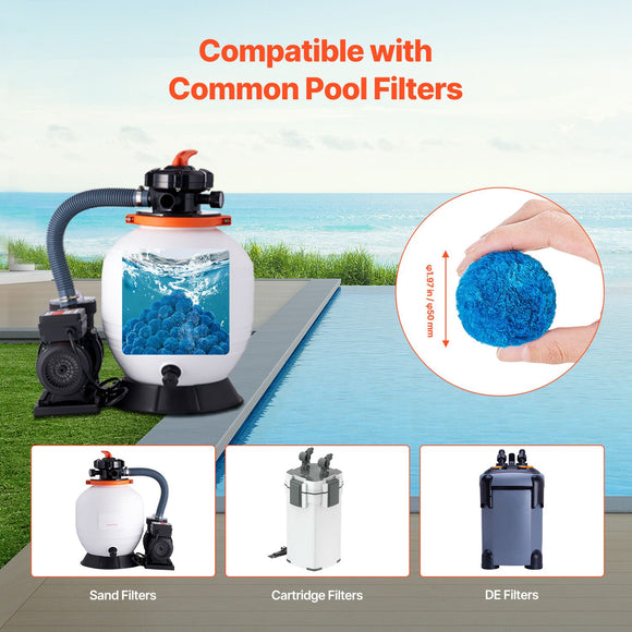 Pool Filter Balls for Sand Filter Pump Swimming Pool 0.71 kg Reusable Blue