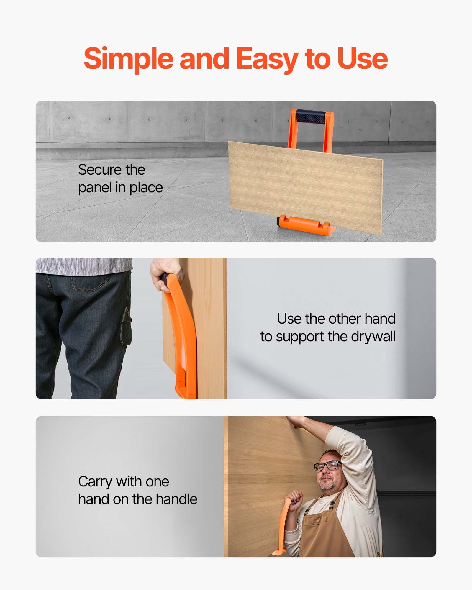 VEVOR Drywall Carrier 2 Pack Plywood Carriers Handles with 79.8 kg Load